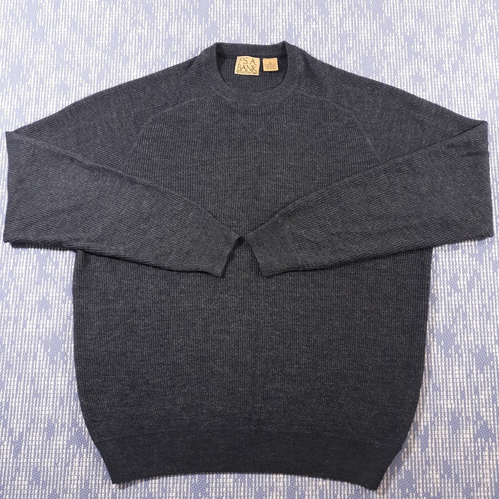 Jos. A. Bank Wool Blend Sweater Pullover Mens Medium Crew Neck Gray Knit